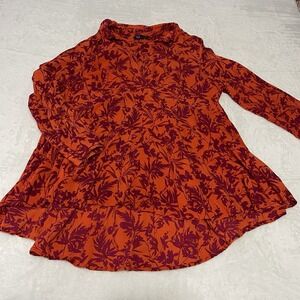 Roman Fashion Blouse Top Womens Plus 22W Long Sleeve Flowy High Low Babydoll